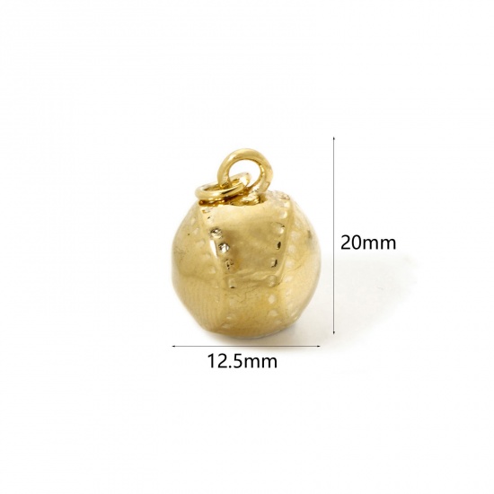 Picture of 1 Piece Eco-friendly PVD Vacuum Plating 304 Stainless Steel Sport Charms 18K Real Gold Plated Baseball 3D 20mm x 12.5mm