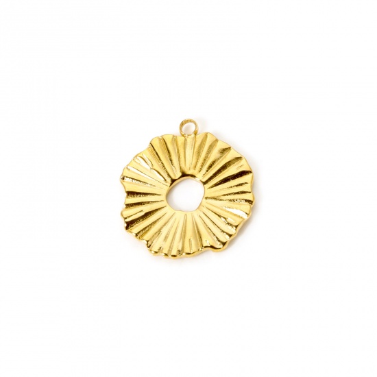 Image de 2 Pcs Breloques en 304 Acier Inoxydable Revêtement sous Vide PVD Respectueux de l'Environnement Irrégulier Plaqué Or Véritable 18K 18mm x 17mm