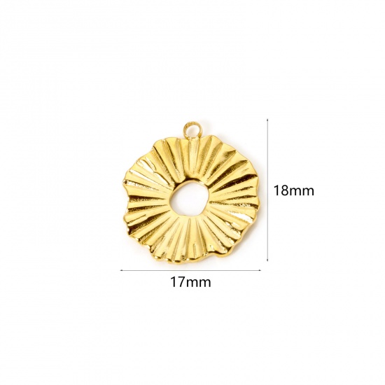 Image de 2 Pcs Breloques en 304 Acier Inoxydable Revêtement sous Vide PVD Respectueux de l'Environnement Irrégulier Plaqué Or Véritable 18K 18mm x 17mm