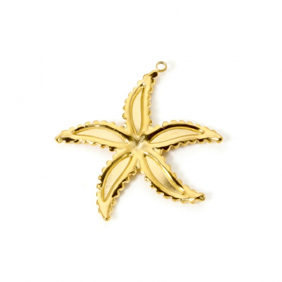 Bild von 1 Stück Umweltfreundliche PVD-Vakuumbeschichtung 304 Edelstahl Ozean Schmuck Anhänger Seesterne 18K Echtgold plattiert 41mm x 38mm