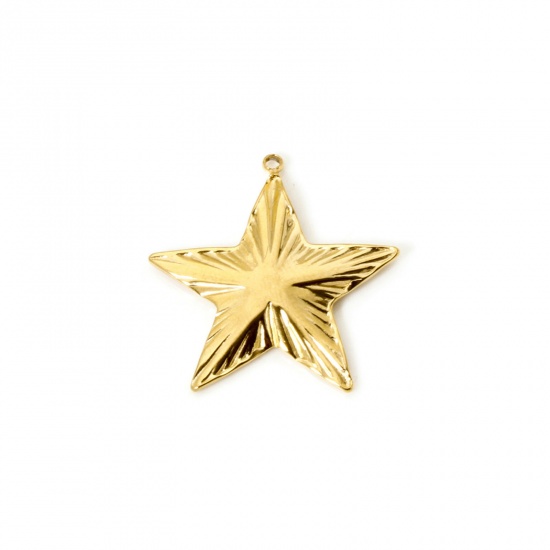 Bild von 1 Stück Umweltfreundliche PVD-Vakuumbeschichtung 304 Edelstahl Galaxis Charms Pentagramm Stern 18K Echtgold plattiert 27mm x 27mm