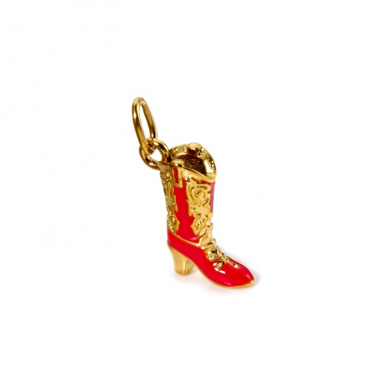 Imagen de 1 Unidad Recubrimiento al Vacío PVD Ecológico 304 Acero Inoxidable Vaquero del Oeste Colgantes Bota 14K Oro Real Chapado Rosa Intenso (Apta Esmalte 23mm x 15mm
