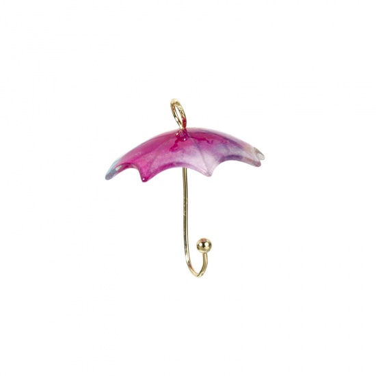 Image de 5 Pcs Breloques Collection de Météo en Laiton & Résine Parapluie 3D Plaqué Or 18K Multicolore 22mm x 20mm