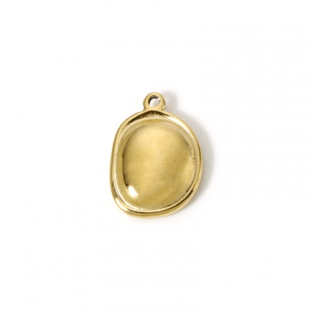 Picture of 2 PCs Eco-friendly PVD Vacuum Plating Waterproof Anti-Tarnish Hypoallergenic 304 Stainless Steel Charms 14K Real Gold Plated Irregular 18mm x 13mm