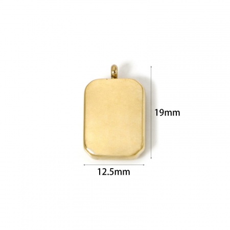 Picture of 2 PCs Eco-friendly PVD Vacuum Plating Waterproof Anti-Tarnish Hypoallergenic 304 Stainless Steel Geometric Charms 14K Real Gold Plated Octagon Smooth Blank 19mm x 12.5mm