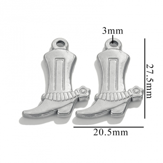 Immagine di 2 Pz 304 Acciaio Inossidabile Abiti Ciondoli Stivale Tono Argento 27.5mm x 20.5mm