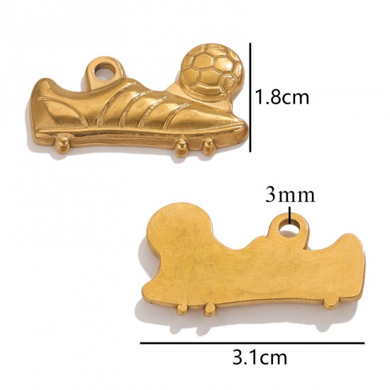 Immagine di 2 Pz Placcatura Sottovuoto Ecologica 304 Acciaio Inossidabile Abiti Ciondoli Scarpe Placcato Oro 18K 3.1cm x 1.8cm
