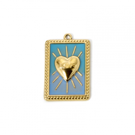 Picture of Eco-friendly PVD Vacuum Plating 304 Stainless Steel Charms 18K Real Gold Plated Enamel
