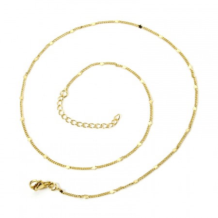 Immagine di 1 Pz Ottone Catena del Barbazzale Collana Placcato Oro 18K 45cm Lunghezza, Dimensione Catena: 1.4mm