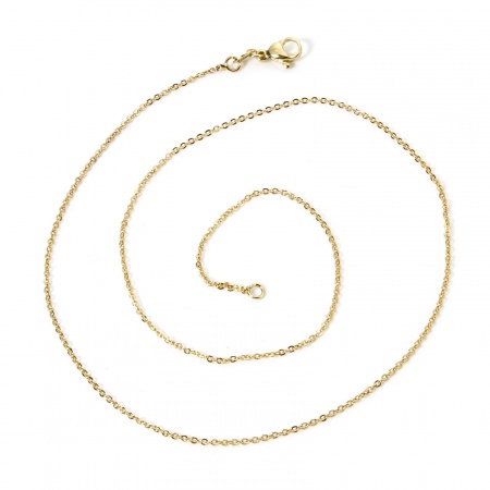 Immagine di 1 Pz Ottone Catena a Cavo Collana Placcato Oro 18K 46cm Lunghezza, Dimensione Catena: 1.4mm