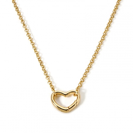 Immagine di 1 Pz Ottone Catena a Cavo Collana Placcato Oro 18K Cuore Con Chiusura A Molla 46cm Lunghezza, Dimensione Catena: 2.5mm
