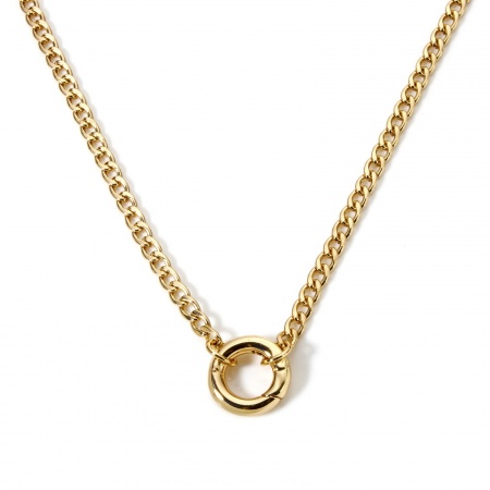 Picture of 1 Piece Brass Cuban Link Chain Necklace 18K Gold Plated With Spring Ring Clasp 46cm(18.1") long, Chain Size: 3mm