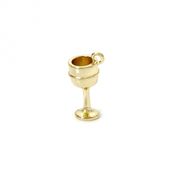 Imagen de 2 Unidades Latón 3D Colgantes Chapado en Oro de 18K Copa de Vino 18mm x 9mm