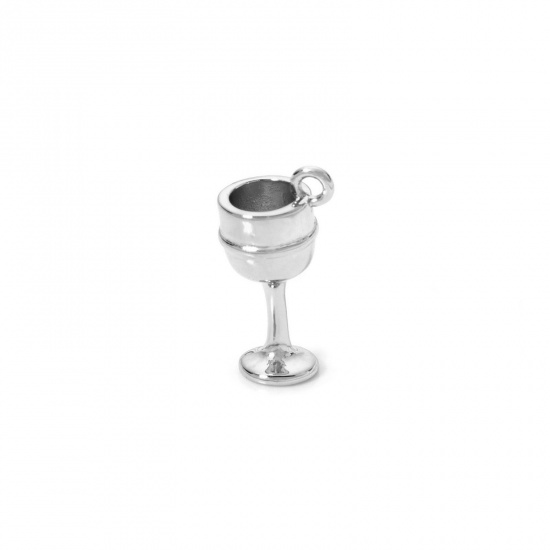 Imagen de 2 Unidades Latón 3D Colgantes Platino Chapado Copa de Vino 18mm x 9mm