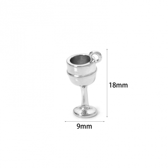 Imagen de 2 Unidades Latón 3D Colgantes Platino Chapado Copa de Vino 18mm x 9mm