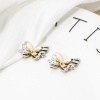 Immagine di 2 Pz Ecologico Ottone Insetto Pendenti Charms Connettori 18K Vero Oro Placcato & Vero Platino Placcato Doppio Colore Farfalla 20.5mm x 17mm