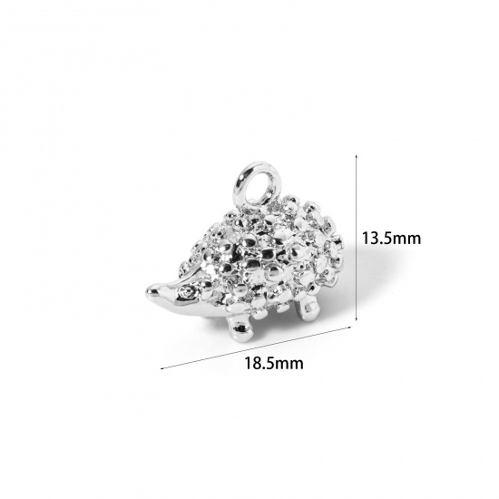 Imagen de 5 Unidades Respetuoso del Medio Ambiente Latón Colgantes Platino Real Chapado Erizo 3D 18mm x 13.5mm