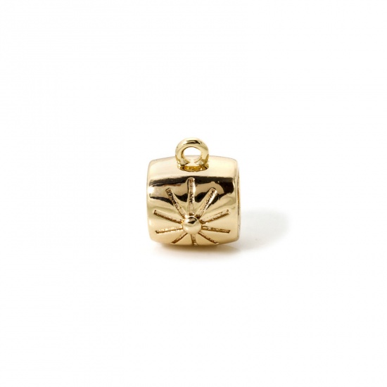 Imagen de 5 Unidades Respetuoso del Medio Ambiente Latón Cuentas de Fianza con Lazo para Accesorios de Fabricación de Joyas de Bricolaje Barril Estrella 18K Oro Real Chapado 10mm x 8mm