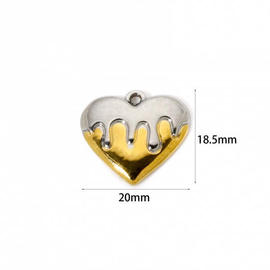 Imagen de 1 Unidad Recubrimiento al Vacío PVD Ecológico 304 Acero Inoxidable día de San Valentín Colgantes Corazón 18K Oro Real Chapado & Tono de Plata (Apta Dos Colores 20mm x 18.5mm