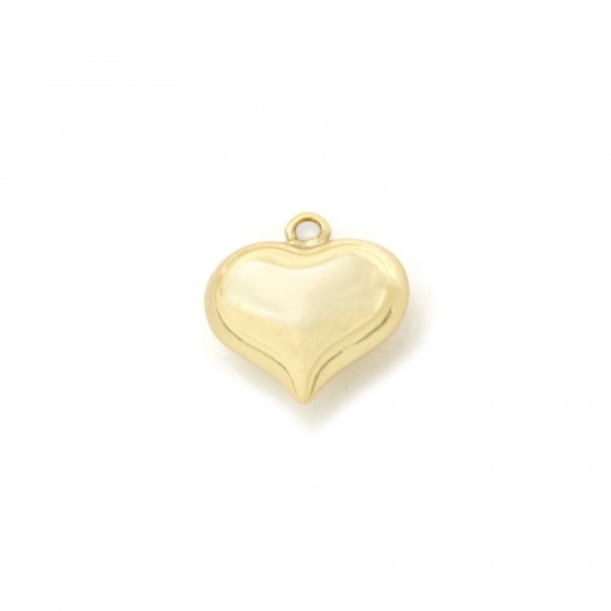Imagen de 2 Unidades Respetuoso del Medio Ambiente Latón día de San Valentín Colgantes 18K Oro Real Chapado Corazón 3D 18.5mm x 18mm