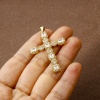Picture of 1 Piece Eco-friendly Brass Religious Pendants 18K Real Gold Plated Cross Micro Pave Clear Cubic Zirconia 4.9cm x 3cm