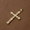 Picture of 1 Piece Eco-friendly Brass Religious Pendants 18K Real Gold Plated Cross Micro Pave Clear Cubic Zirconia 4.9cm x 3cm
