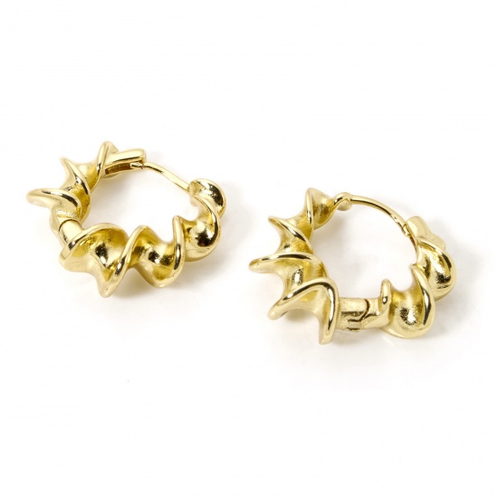 Imagen de 1 Par Respetuoso del Medio Ambiente Elegante Sencillo 18K Oro Real Chapado Latón Anillo Pendientes de Aro Para Mujeres Día de San Valentín 24mm x 21mm, Tamaño del Poste/Cable: (20 gauge)