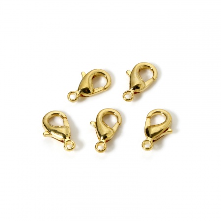 Bild von 10 Stück Umweltfreundlich Messing Karabinerverschluss 18K Echtgold plattiert 10mm x 6mm