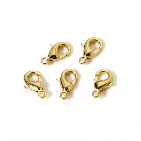 Imagen de 10 Unidades Respetuoso del Medio Ambiente Latón Corchete de la Langosta 18K Oro Real Chapado 12mm x 7mm