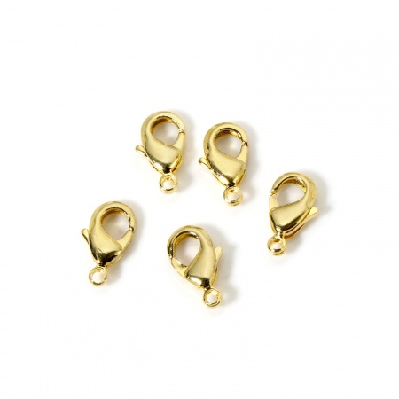 Bild von 10 Stück Umweltfreundlich Messing Karabinerverschluss 14K Echtgold plattiert 12mm x 7mm