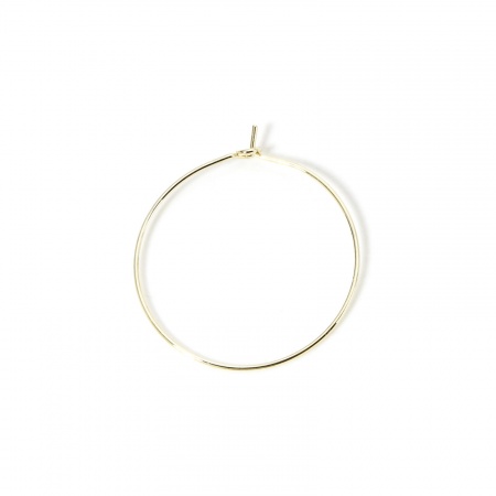 Picture of 10 PCs Eco-friendly Brass Hoop Earrings For DIY Jewelry Making Accessories 14K Real Gold Plated Circle Ring 25mm Dia., Post/ Wire Size: 0.7mm(21 gauge)