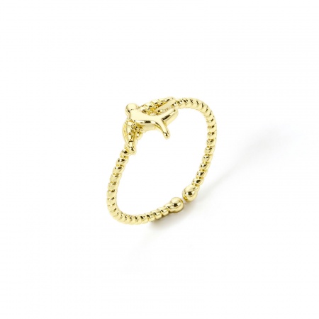 Bild von 1 Stück Umweltfreundlich Stilvoll 18K Echtgold plattiert Messing Offen Schwalbe Ring Für Frauen Valentinstag 16.9mm（US Größe:6.5)