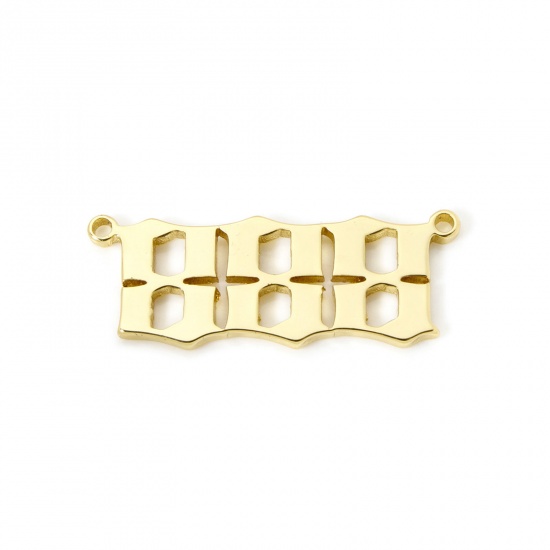Picture of 2 PCs Eco-friendly Brass Connectors Charms Pendants 18K Real Gold Plated Angel Number Message " 888 " 3.2cm x 1.2cm