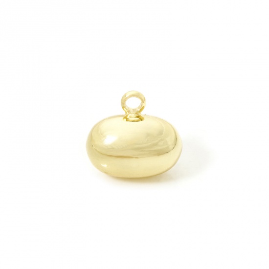 Immagine di 2 Pz Ecologico Ottone Ciondoli 18K Vero Oro Placcato Ovale 3D 12mm x 11mm