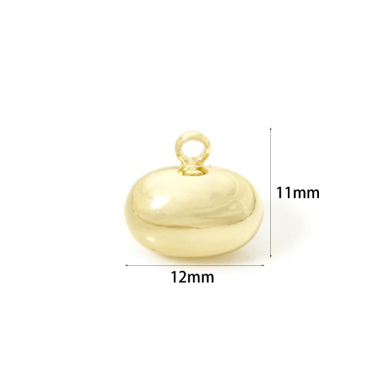Immagine di 2 Pz Ecologico Ottone Ciondoli 18K Vero Oro Placcato Ovale 3D 12mm x 11mm
