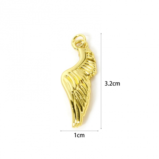 Imagen de 1 Unidad Respetuoso del Medio Ambiente Latón Colgantes 18K Oro Real Chapado Ala Imitación de perla 3.2cm x 1cm