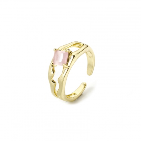Picture of Eco-friendly Stylish Real Gold Plated Brass & Resin Open Rings For Women 16.9mm(US Size 6.5)