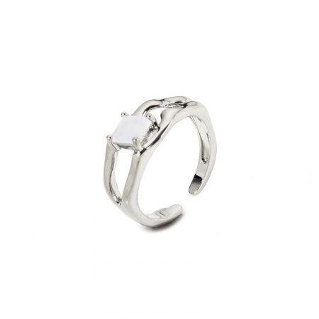 Picture of Eco-friendly Stylish Real Gold Plated Brass & Resin Open Rings For Women 16.9mm(US Size 6.5)
