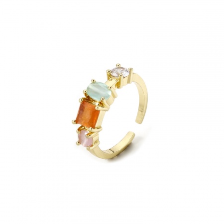 Picture of Eco-friendly Stylish Real Gold Plated Brass & Resin Open Rings For Women 16.9mm(US Size 6.5)