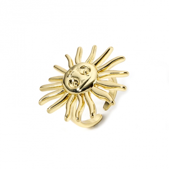 Image de 1 Pièce Bagues Ouvert Galaxie en Laiton Respectueux de la Nature À la Mode Plaqué Or Véritable 18K Soleil Pour Femmes 17.3mm (Taille d'US: 7)