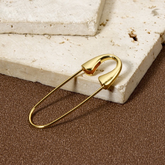 Изображение 2 ШТ Экологичный Изысканный 18K настоящее золото с покрытием Латунь Броши с английской булавкой Для женщин Партия 4.4см x 1.7см