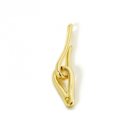 Immagine di 1 Serie Ecologico Ottone Chiusure a Gancio Goccia Placcato Oro 18K 3.6cm x 0.8cm