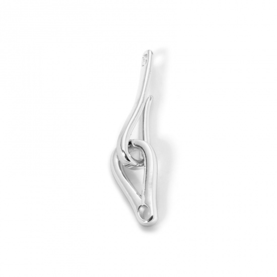 Immagine di 1 Serie Ecologico Ottone Chiusure a Gancio Goccia Vero Platino Placcato 3.6cm x 0.8cm