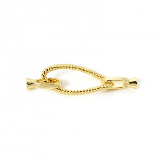 Imagen de 1 Juego Respetuoso del Medio Ambiente Latón Cierres de Plegable Óvalo 18K Oro Real Chapado 4.4cm x 1.2cm