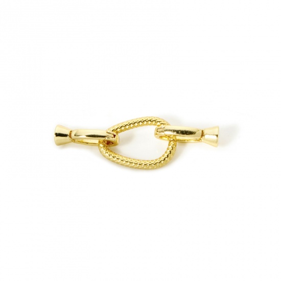 Imagen de 1 Juego Respetuoso del Medio Ambiente Latón Cierres de Plegable Gota 18K Oro Real Chapado 3.5cm x 1.1cm