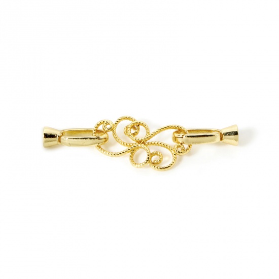 Imagen de 1 Juego Respetuoso del Medio Ambiente Latón Cierres de Plegable Nubes 18K Oro Real Chapado 4cm x 1.1cm