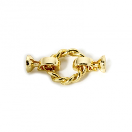 Imagen de 1 Juego Respetuoso del Medio Ambiente Latón Cierres de Plegable Anillo 18K Oro Real Chapado 3.4cm x 1.7cm
