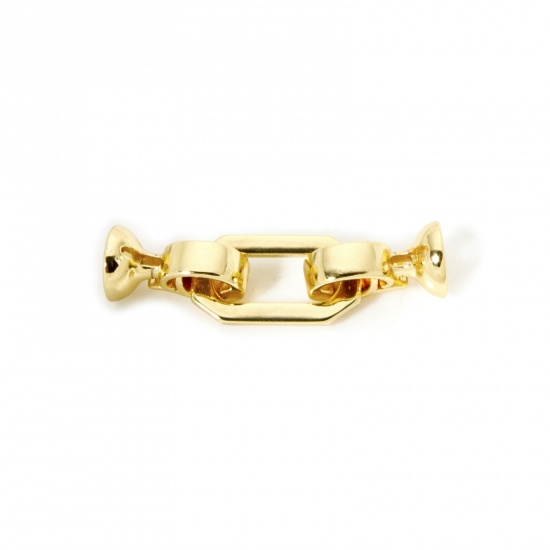 Imagen de 1 Juego Respetuoso del Medio Ambiente Latón Cierres de Plegable Octágono 18K Oro Real Chapado 3.5cm x 0.9cm