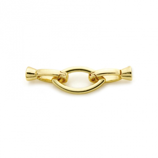Imagen de 1 Juego Respetuoso del Medio Ambiente Latón Cierres de Plegable Oliva 18K Oro Real Chapado 3.2cm x 0.8cm