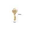Picture of 2 PCs Eco-friendly Brass Valentine's Day Charms 18K Real Gold Plated Key Micro Pave Clear Cubic Zirconia 20mm x 7mm